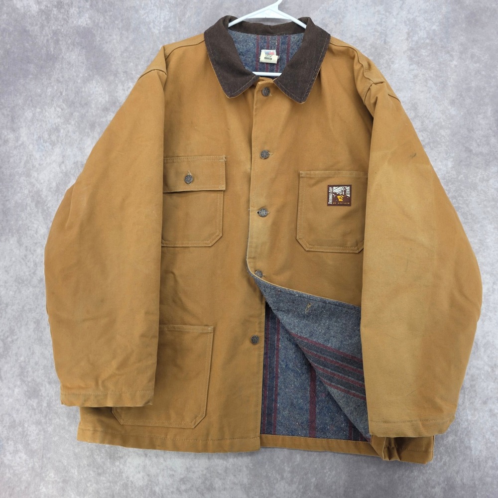 Vintage Steiner Industries Thermal-Tuff Chore Coat Brown Duck Blanket Lined XL